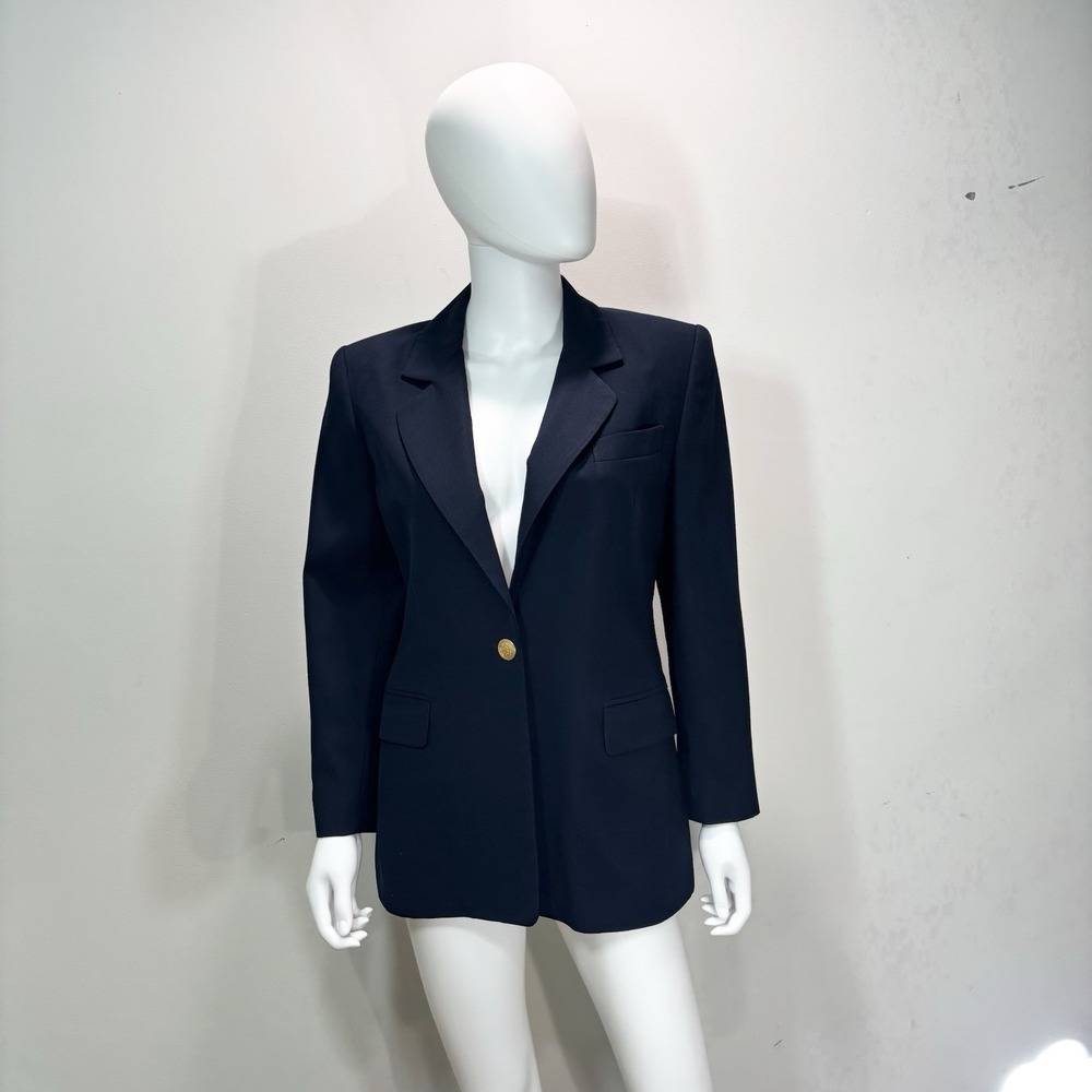 Vtg TALBOTS Petites 6 P Blue Career Blazer Jacket Italian Fabric USA  Minimalist